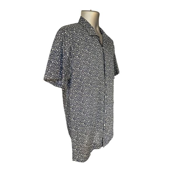 Onia Camp Collar Blue Tropical Print Short Sleeve Casual Button Down Size M - Picture 2 of 9